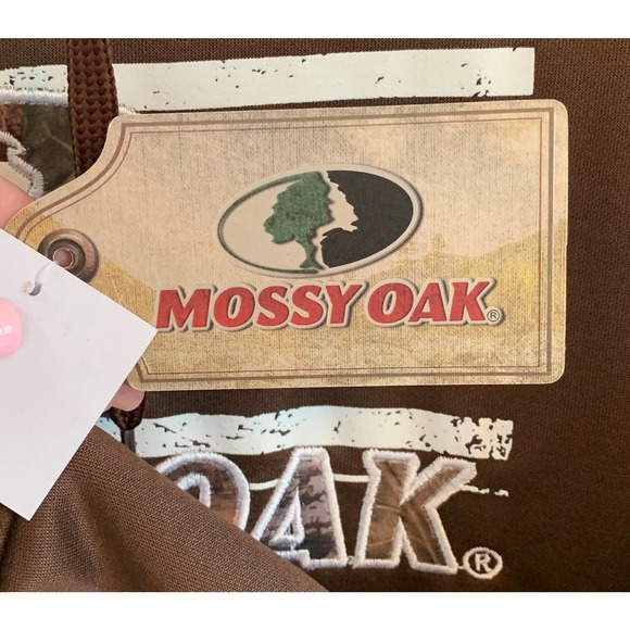 NWT, Mossy Oak Men's Large Long Sleeve Hoodie Kangaroo Hand Warmer Pocket, Brown - Picture 11 of 12